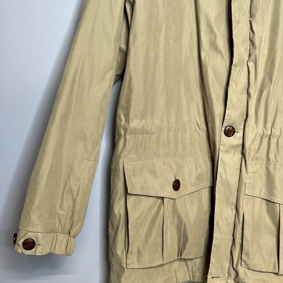 LL BEAN TAN WITH BROWN COLLAR FIELD COAT JACKET MEN’s TALL LARGE - Picture 3 of 11